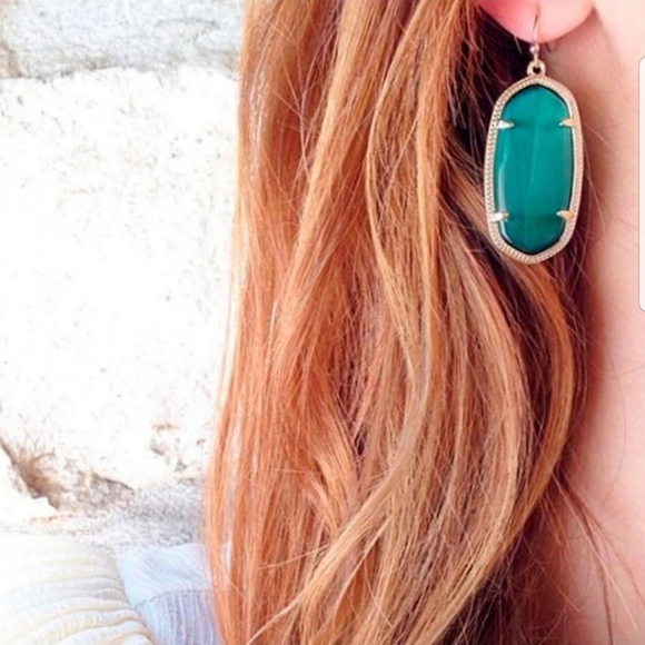 Emerald, Cat's Eye, Kendra Scott, Elle Earrings - Picture 6 of 7